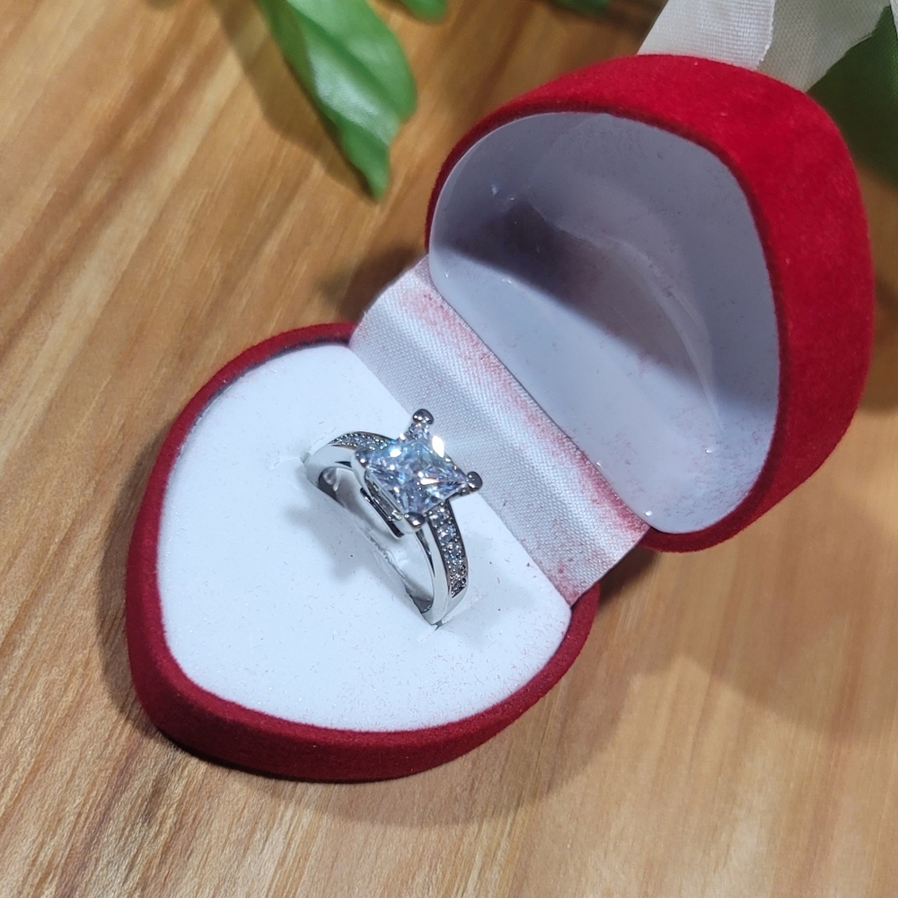925 Sterling Silver Proposal Ring for Women,Princess,CertifiedTibetan,Engagement